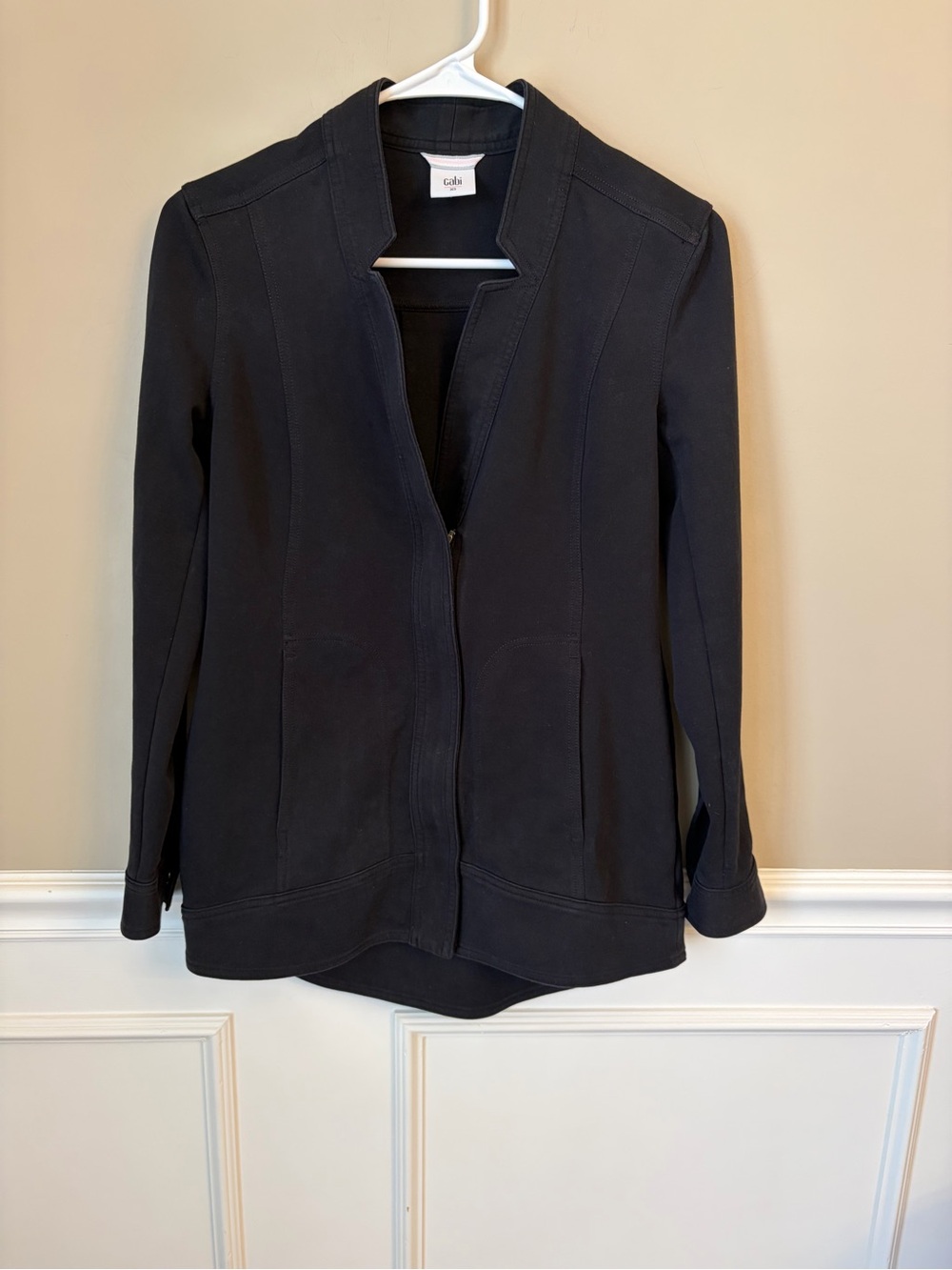 CAbi Around the Clock Black Zip-Front Blazer Jacket, XSmall, Minimalist Capsule